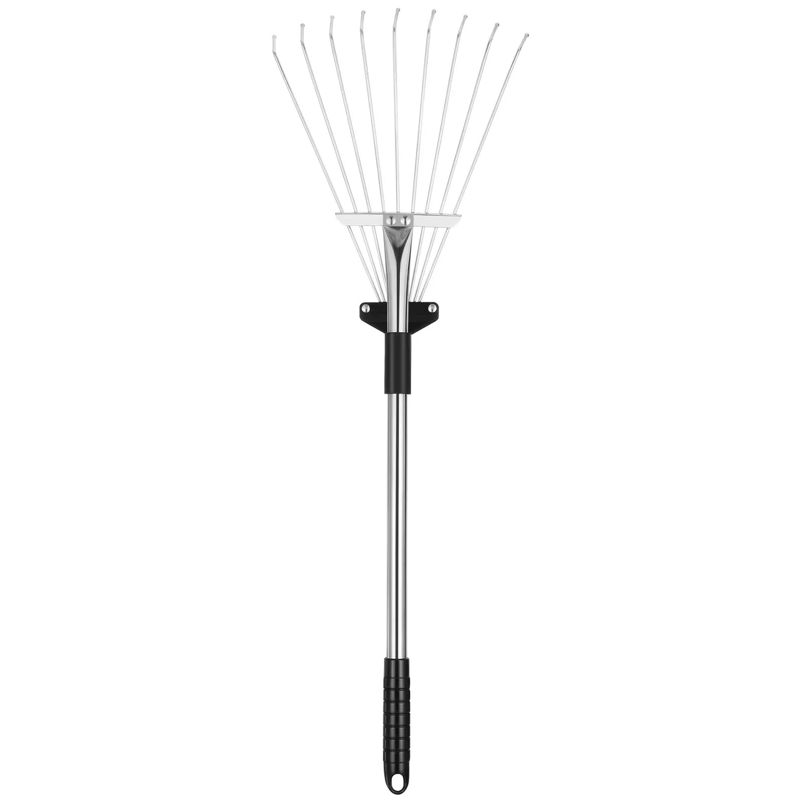 Telescopic Retractable Leaf Rake Stainless Steel Teeth Aluminum Alloy Handle Adjustable Garden Rake for Lawn Yard Flower Beds