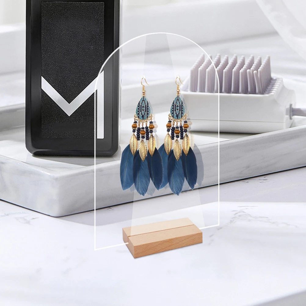 1 set Earring Earring Holder Jewelry Display Jewelry Rack Acrylic Wood Base Holder Organizer Counters Window Retail