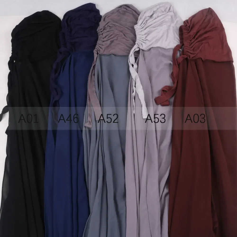 Muslim women chiffon hijab with Cap  Chiffon hijabs with Caps Instant Hijab With bonnet Pin Free Chiffon Hijabs With Inner Caps