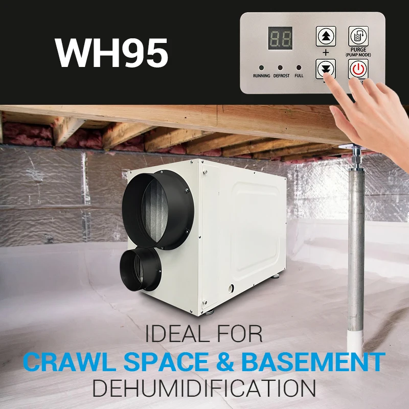 Dealer 95PPD Basement Crawling Space Whole House Dehumidifier
