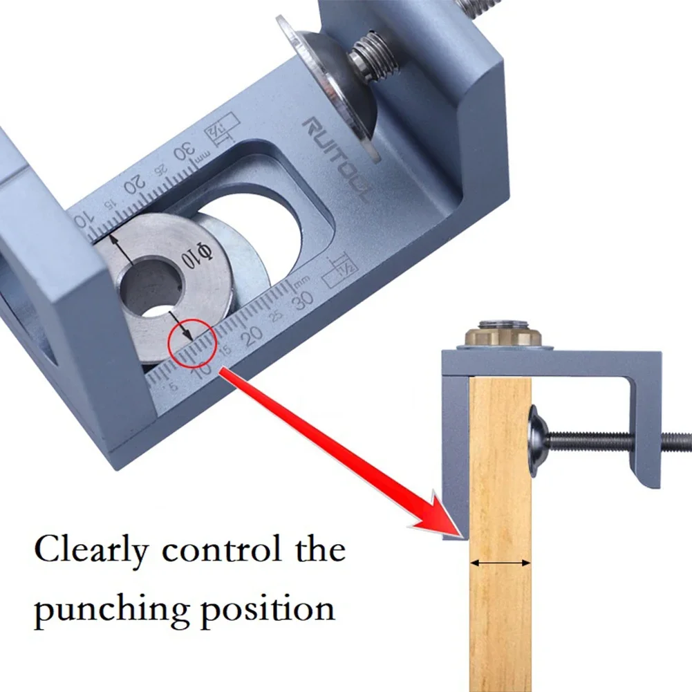 Imagem -04 - Dowel Drill Guide Jig Rebound Cabinet Wood Punching Locator Auxiliar de Conexão Hole Puncher Woodworking Tools mm 10 mm 12 mm