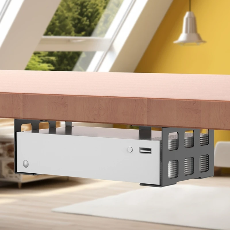 K0EA Multi Purpose Under Table Bracket Lightweight Aluminum Under Desk Holder For Mounting Game Consoles And Small Computers