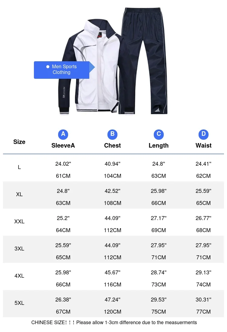 Men Sportswear New Spring Autumn Tracksuit 2 Piece Sets Sports Suit Jacket+Pant Sweatsuit Male Fashion Golfwear Men Clothing 5XL