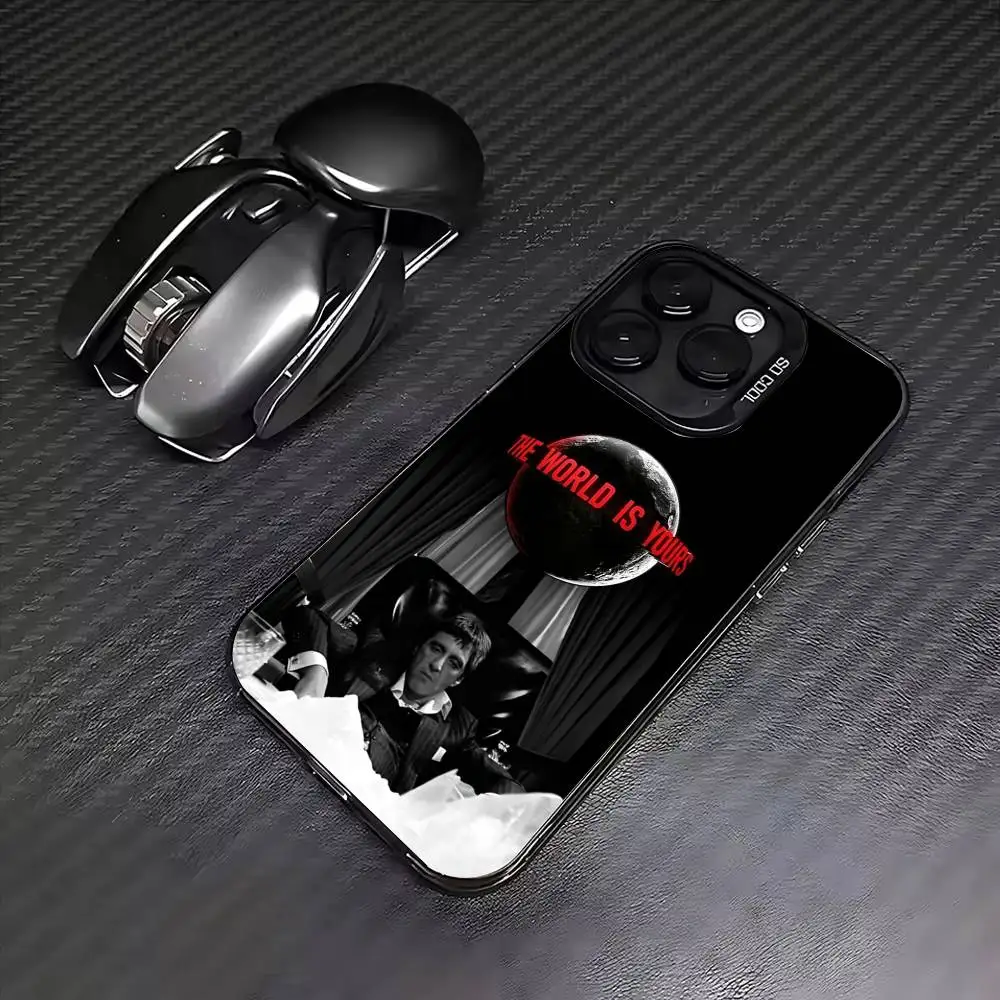 العالم هو لك S-Scarfaces حافظة هاتف خلفية فضية ملونة لهاتف آيفون 17 16 15 14 13 12 11 Plus Pro Max Plus