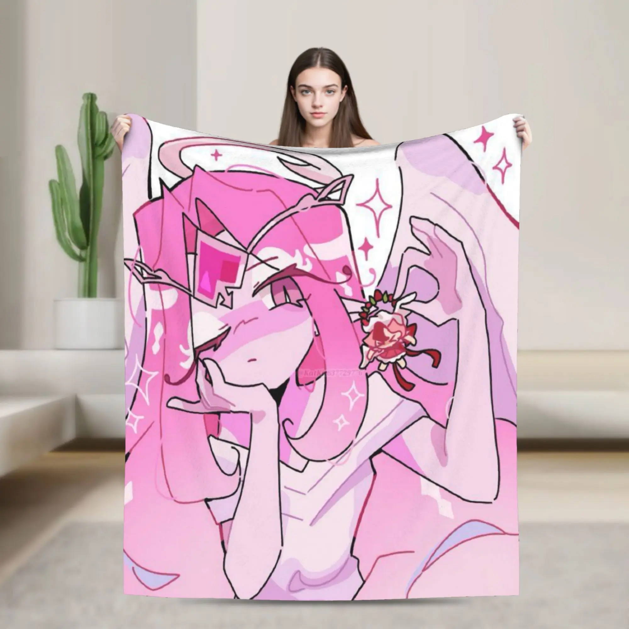 E-Eternal Sugar C-Cookie Flannel Blankets Winter  Warm Bedding Throws for Students Living Room Funny Bedspread Sofa Bed Cover