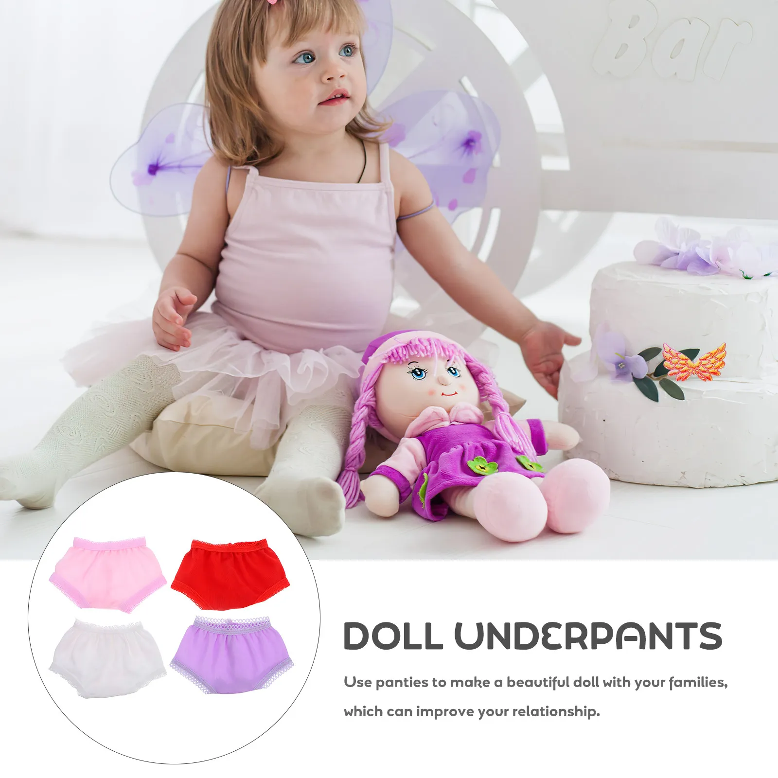 

4pcs Doll Underwears Bibs Baby Doll Panties Small Doll Underwear Doll Underpants children Pretend Play Doll costume Accessories