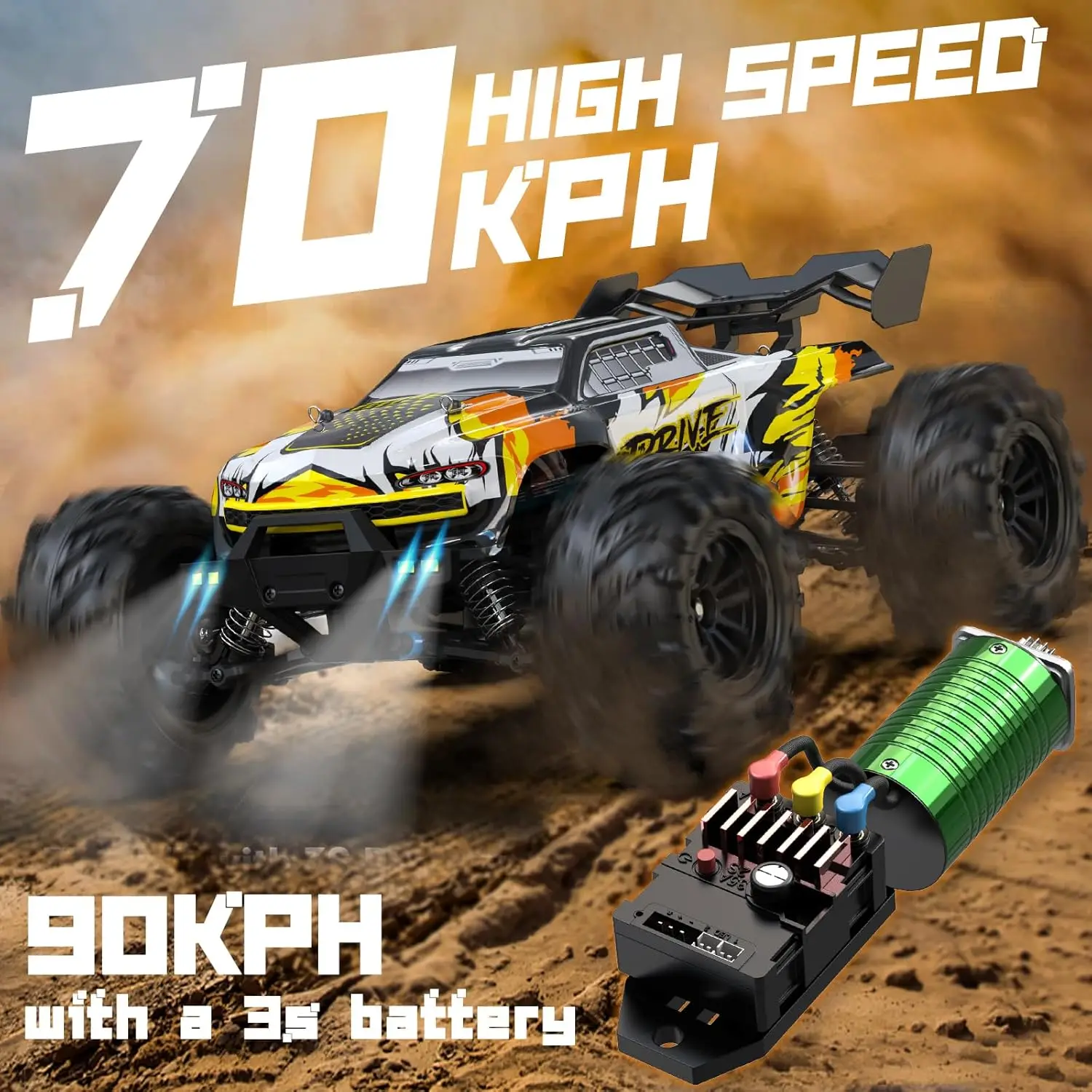 RC Cars for Adults Fast 70 KPH, 4WD High Speed All Terrain RC Truck, Remote Control Car for Adults with 50 Min Runtime, 1:16 Off