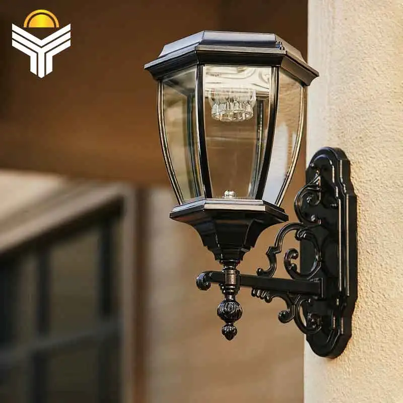 European Style Retro Outdoor Wall Light Solar LED Light Outdoor Vintage Wall Lamp Sconce Lighting Garden Lights Waterproof IP55