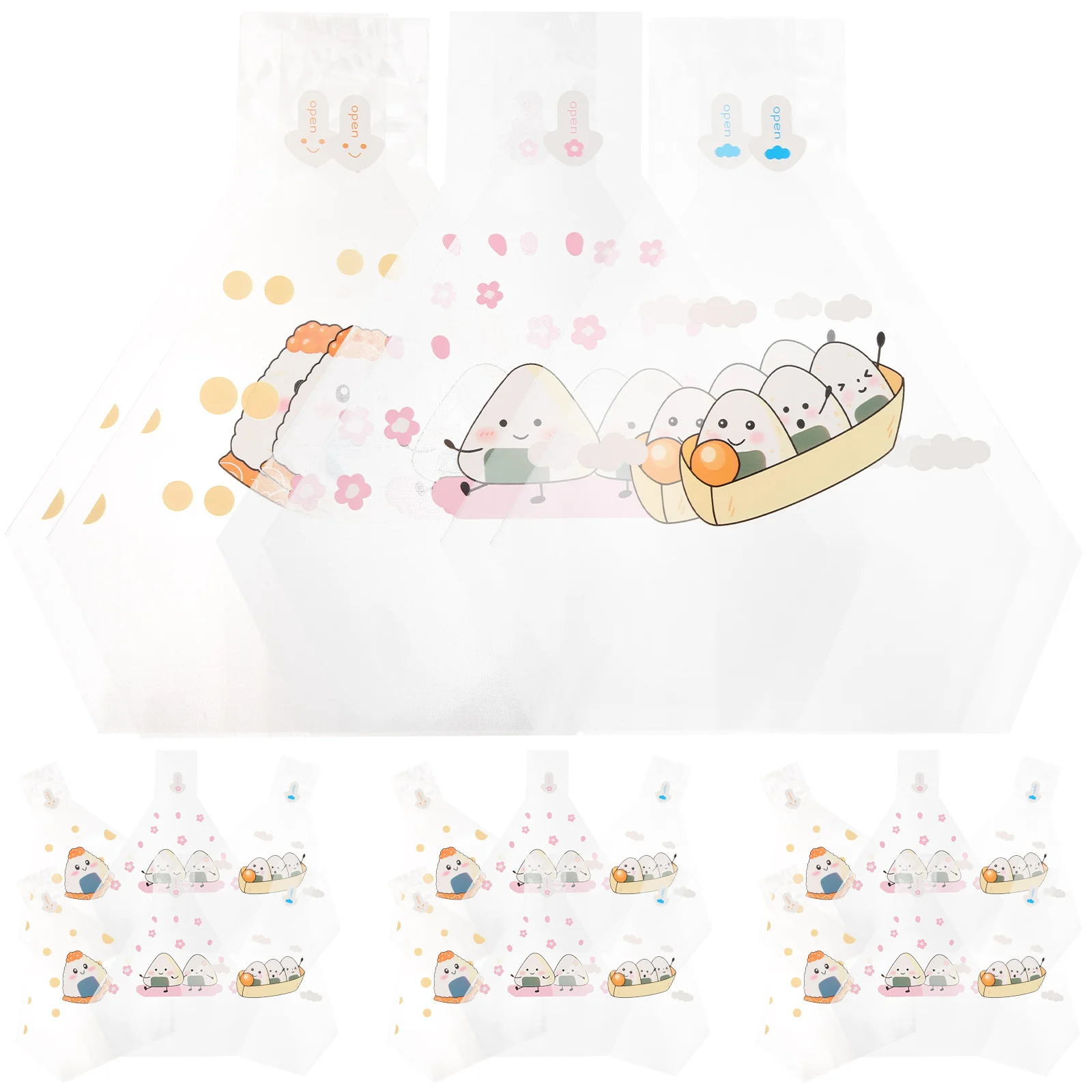 

50 Pcs Triangle Rice Ball Packaging Container Packing Wrapper Onigiri Bulk Takeaway Bag Wrappers Japanese Plastic Sushi