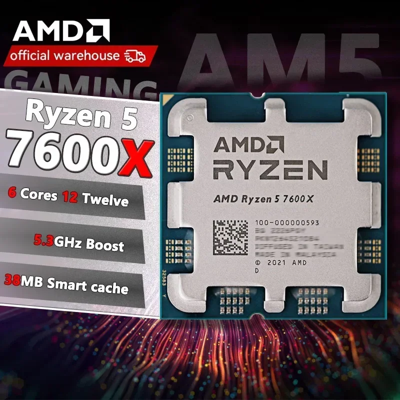 AMD RYZEN 5 7600X Brand New CPU Gaming Processor AMD R5 7600X 6-Core 12-Thread 5nm 38M Socket AM5 Without Fan PC Gamer Cache image 2