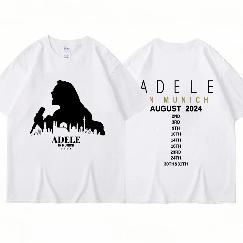 Adele in Munich Tour August 2024 T Shirts Men Women Harajuku Oversized T-shirt Popular Novelty 100% Cotton Tee Shirt Streetwear