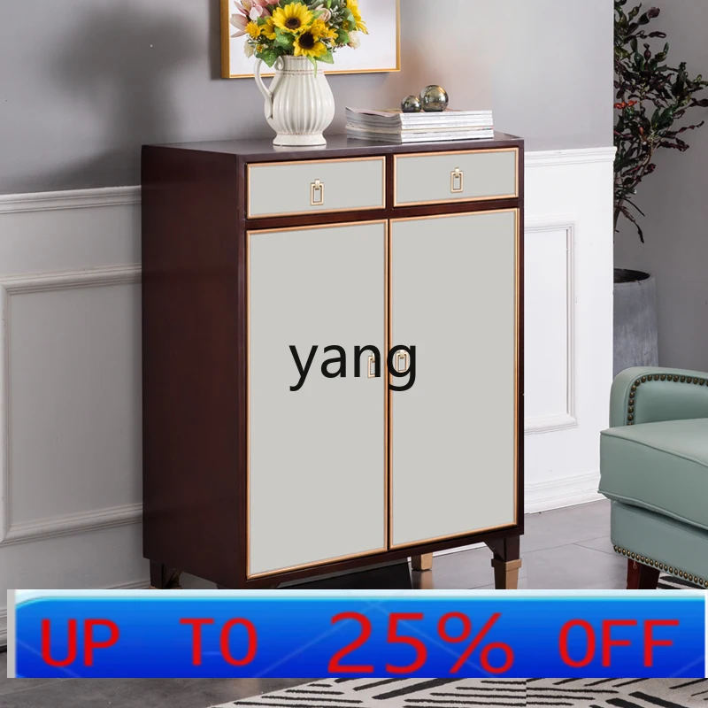 

Lcx simple solid wood shoe cabinet small apartment two doors folio shoe cabinet home locker