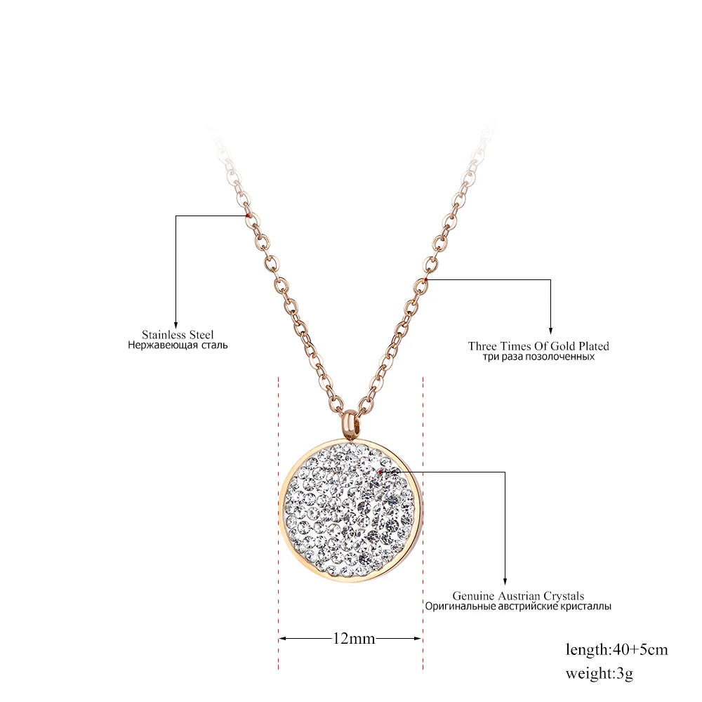 Lokaer Luxury Stainless Steel Wedding Necklace Jewelry Classic Pave Setting Rhinestone Circle Chokers Necklace For Women N18050