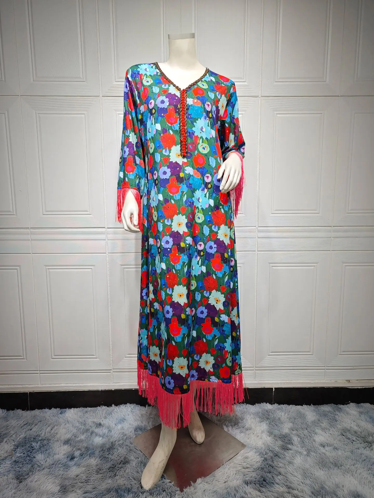 

Elegant Arab Women Party Jalabiya Dress Eid Floral Long Sleeve Muslim Dress Saudi Dubai Abaya Islam Clothing Print Turkey Dress