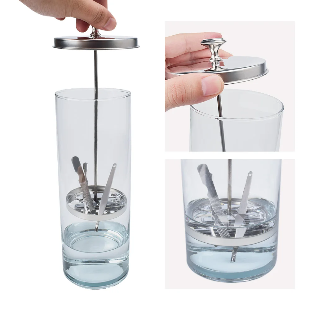 

Nail Sterilizer Salon Barber Disinfectant Jar Sterilization Container Sanitizer Plastic Manicure Disinfection Cup Nail Art Tools