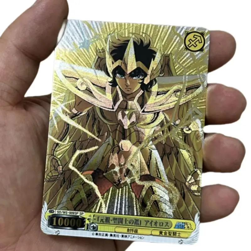 Gold Saint Seiya Flash Card Diy A Set of 12 Sheets Coarse flicker Process Action Toy Figures Anime Game Collection Gifts friends