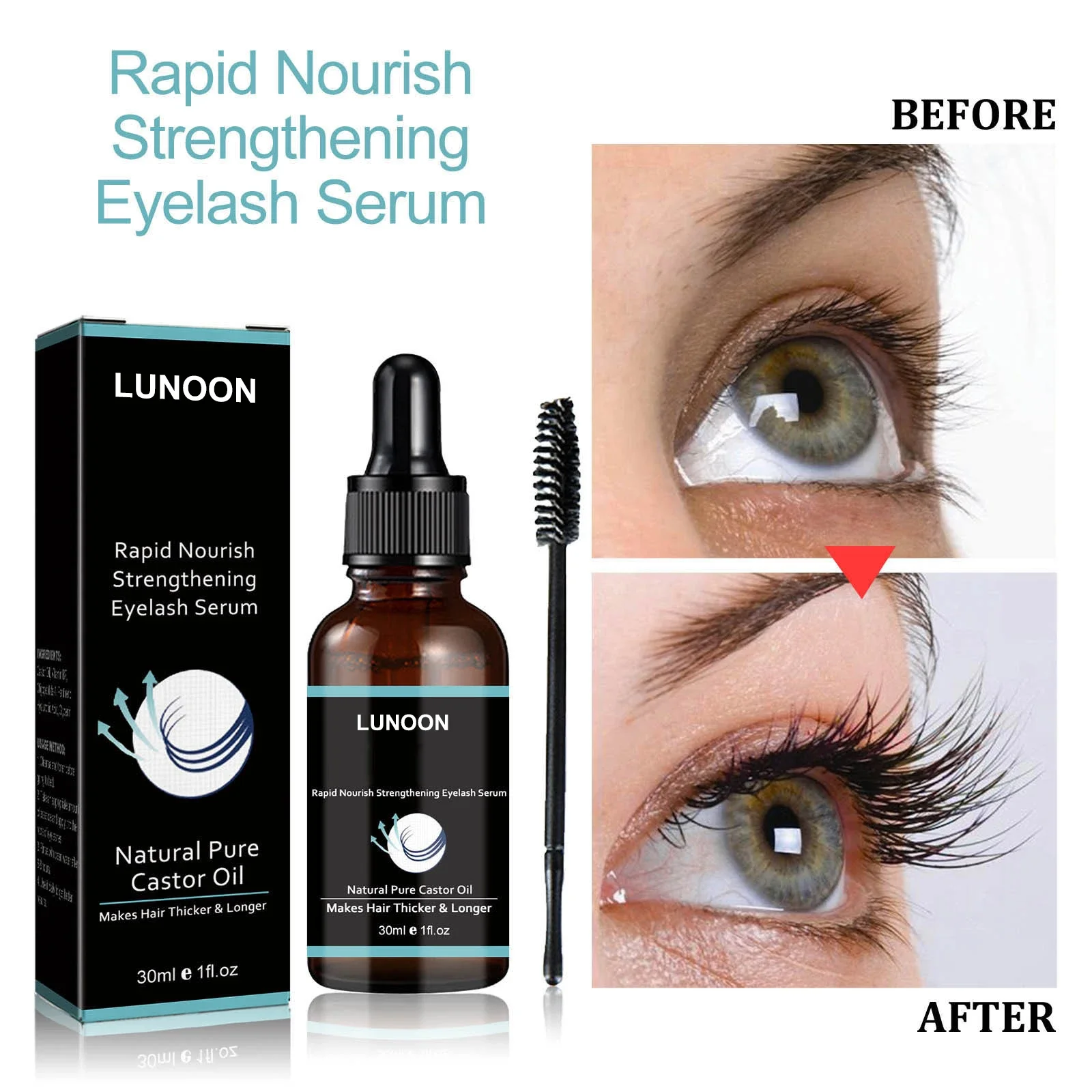 Eyelash Nourishing Serum – Biotin, Castor Oil Plus Peptide, Nourishes and Strengthens Lashes, Supports Vitality and Fuller Shine