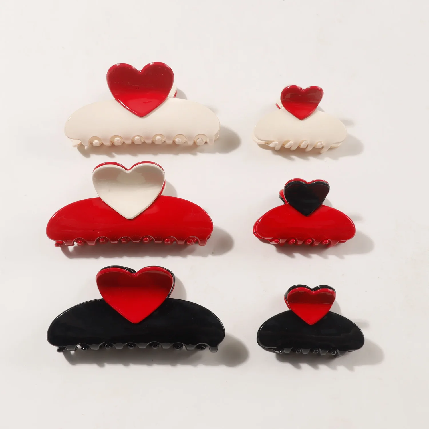 Fashon Sweet Design Cute Love Heart Hair Claw For Sweet Girls Acetate Shark Clip Hair Accessories