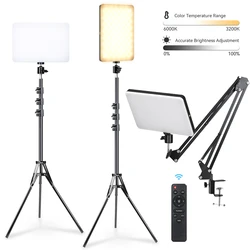 LED Video Light Dimmable Continuous Photography Lighting Kit with Tripod Stand for Photo Studio Desktop Filming Shooting YouTube