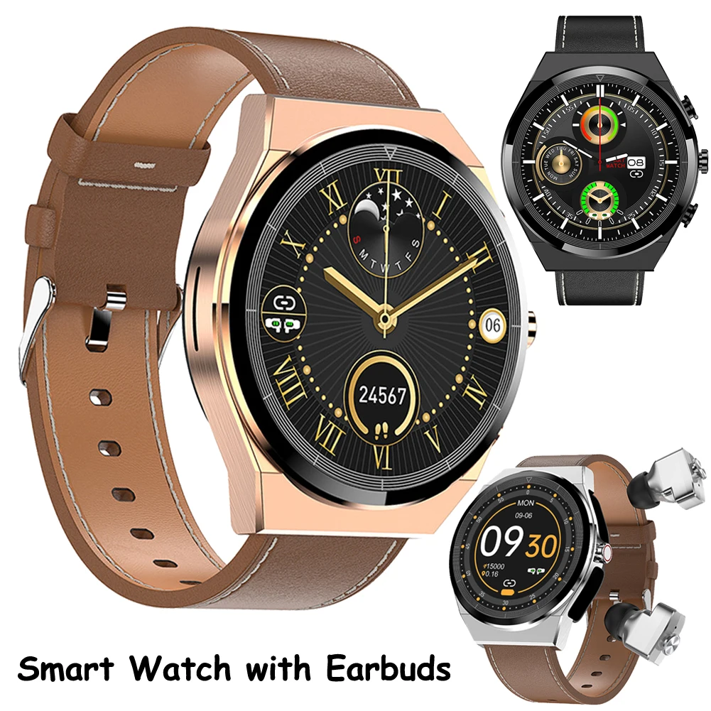 

Men Women Smart Watch Earphone 2 in 1 Stereo Wireless Earpiece Headset Music Playing Smartwatch for Android iOS Phones