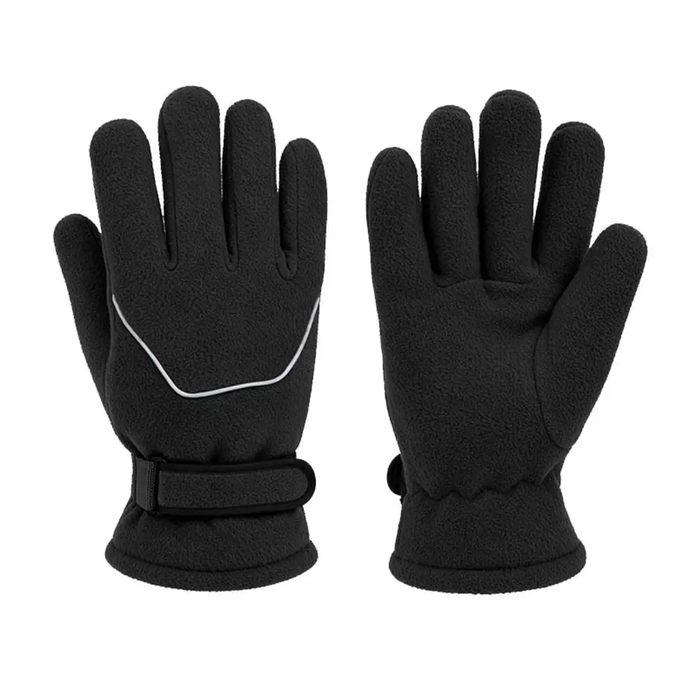 Adjustable Strap Double Layer Warm Gloves Cold Proof 92% Polyester 8% Spandex Men Women Winter Gloves Magic Tape Closure