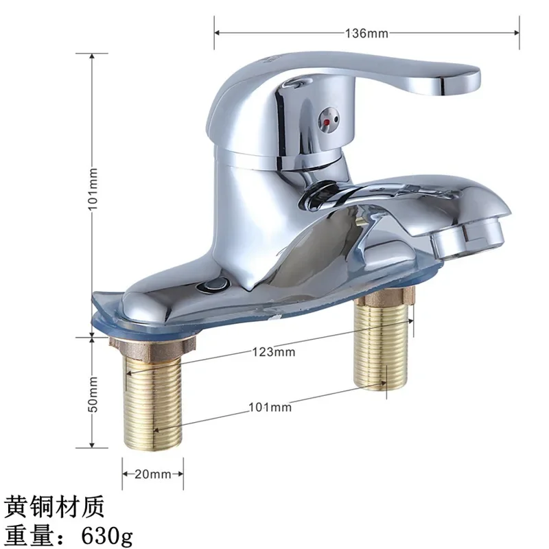 Basin Double Hole Faucet Public Toilet Bathroom Wash Basin Ceramic Column Basin Hot and Cold Double Faucet Faucet