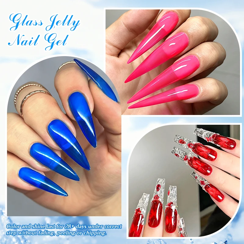 MTSSII 10ml Glass Jelly Nail Gel Polish Sheer Transparent Color High Shine UV LED Soak Off DIY Nail Art Manicure