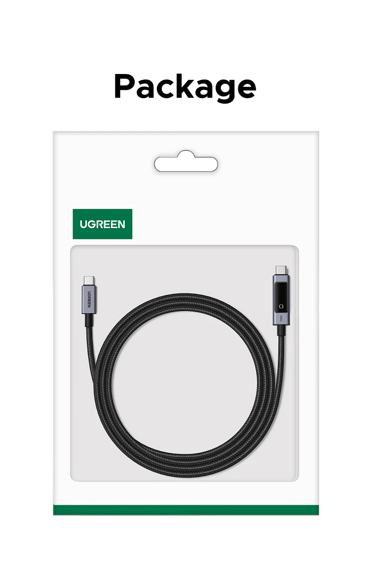 UGREEN PD240W USB-C to USB-C Cable with TFT Smart Display Nylon braided Aluminum 480Mbps for iPhone MacBook Galaxy Pixel XPS