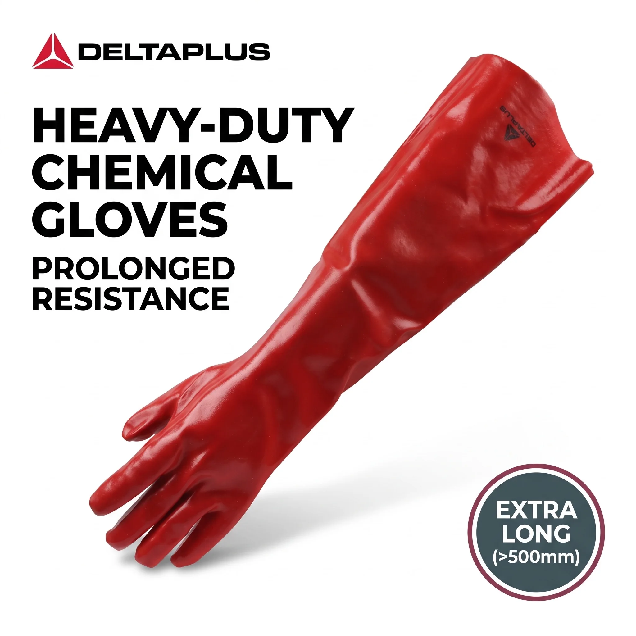 DELTAPLUS PVC Coated Work Gloves Chemical Resistant Gloves Long Rubber Heavy Duty Waterproof Work Glove Safety Equipment