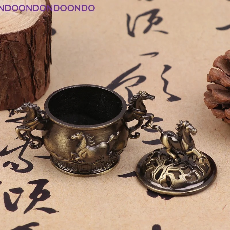 Seashell Incense Holder Mini 2026 Year Of The Horse Stove Vintage Alloy Incense Burner Horse Lucky Hollow Lotus Incense Censer