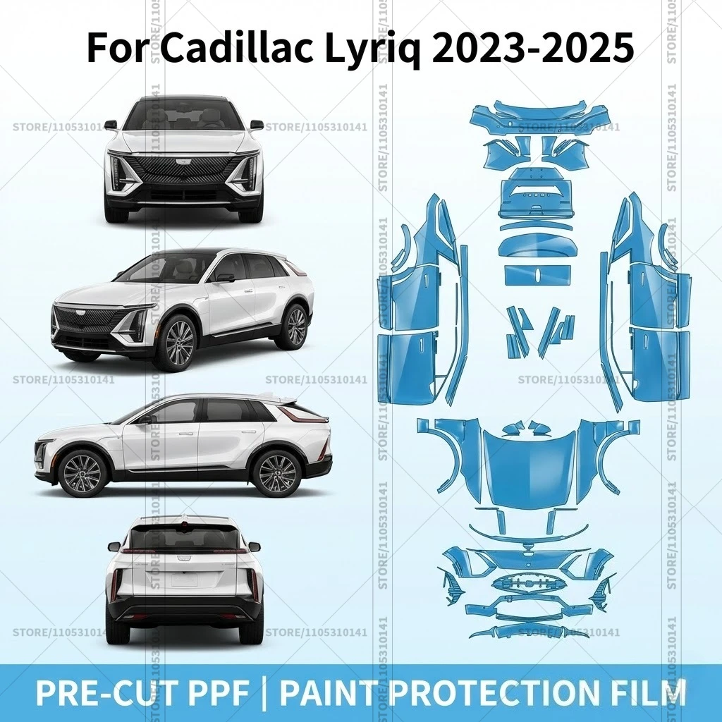 

Для Cadillac Lyriq 2023-2025: Предварительно вырезанная прозрачная защитная пленка (PPF) для автомобиля, профессиональная автомобильная пленка PPF для всего кузова