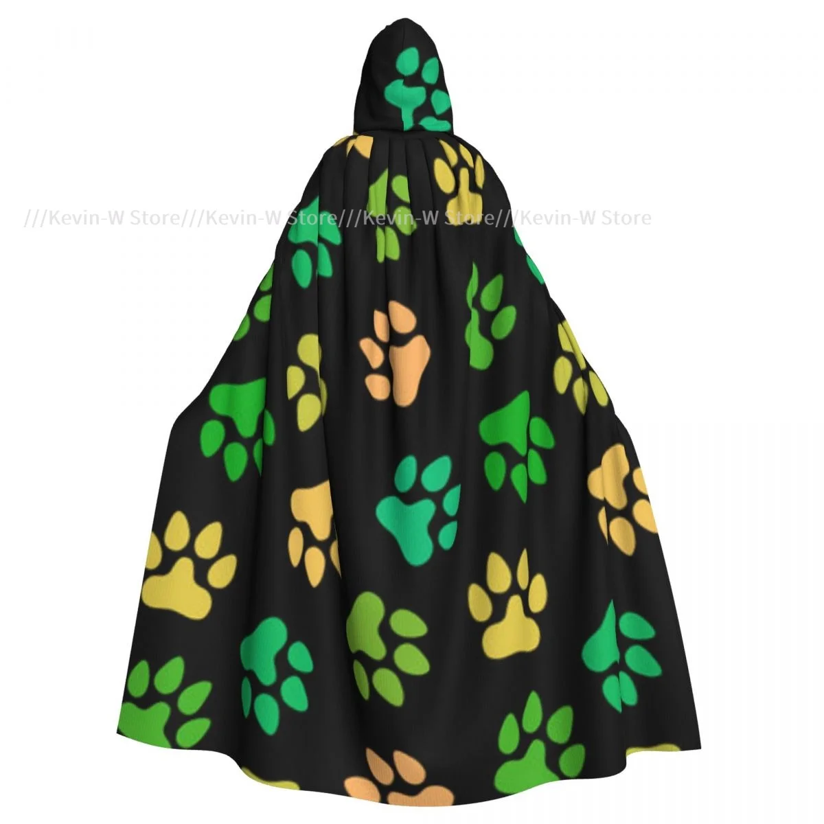 Hooded Cloak Unisex Cloak with Hood Cat Dog Footprints Pattern Cloak Vampire Witch Cape Cosplay Costume