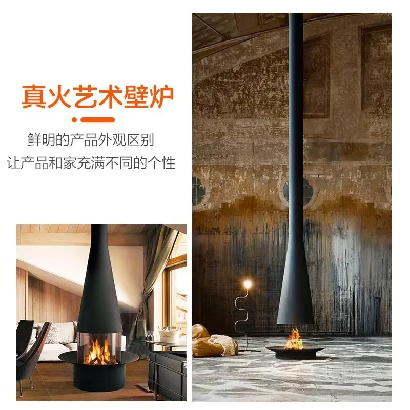 Hanging real fire alcohol wood burning stove 3d villa decoration luxury household hanging stove