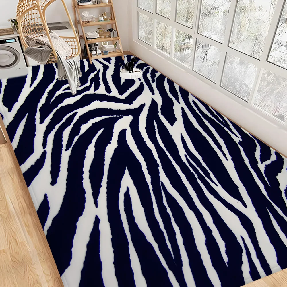 Black White Print Zebra Floor Mat INS Style Soft Bedroom Floor House Laundry Room Mat Anti-skid Bedside Area Rugs