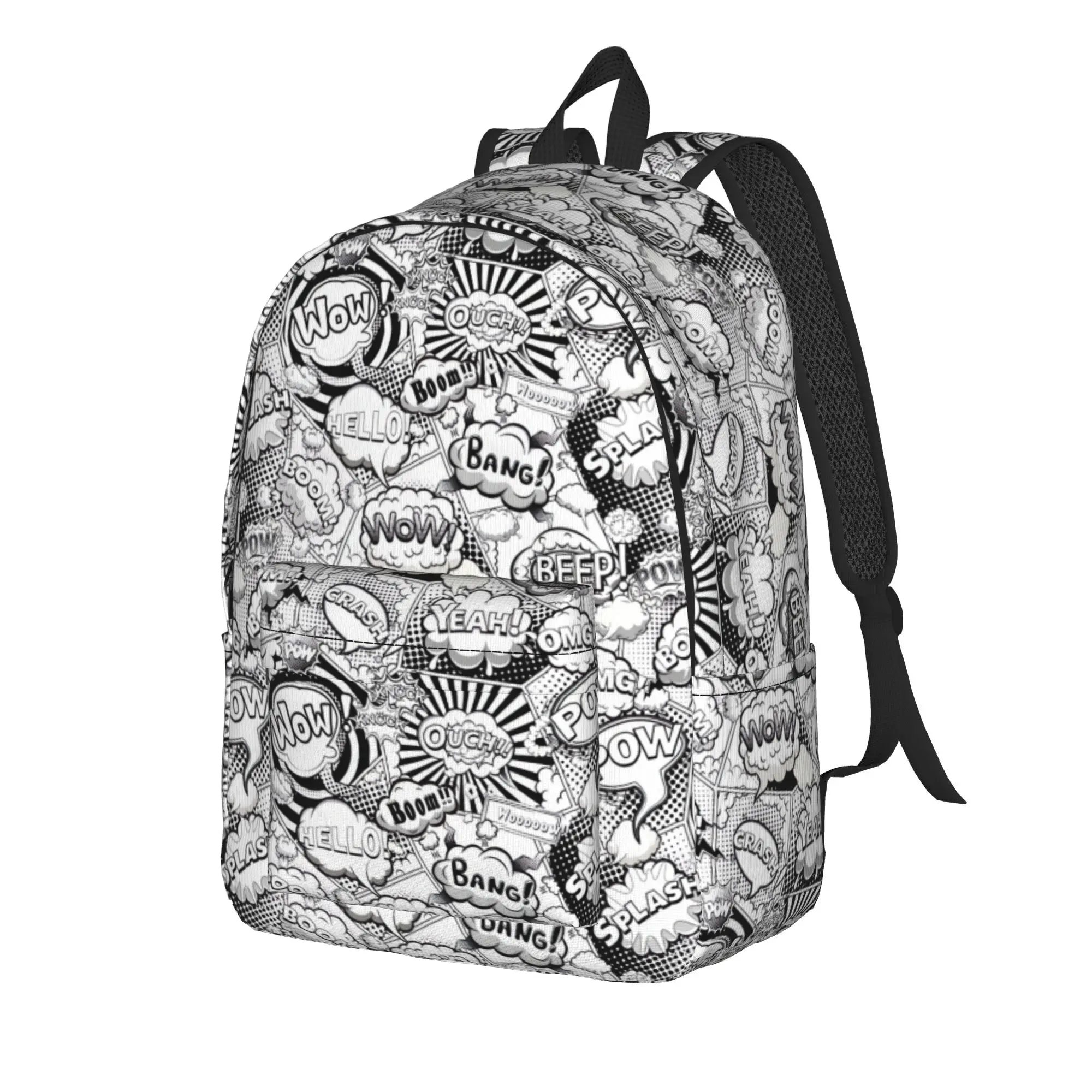 Comic Book Page Divided By Lines    ()(2) Backpack Men  Print Backpacks Polyester Pretty School Bags Travel Colorful Rucksack