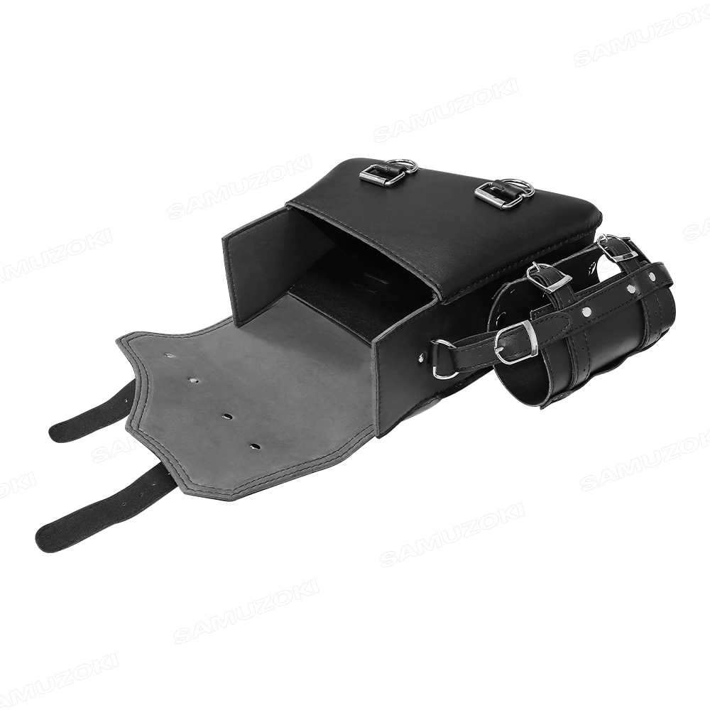 For Harley Davidson Sportster XL883 XL1200 Black PU leather saddle luggage bag with kettle bag, motorcycle retro saddle bag