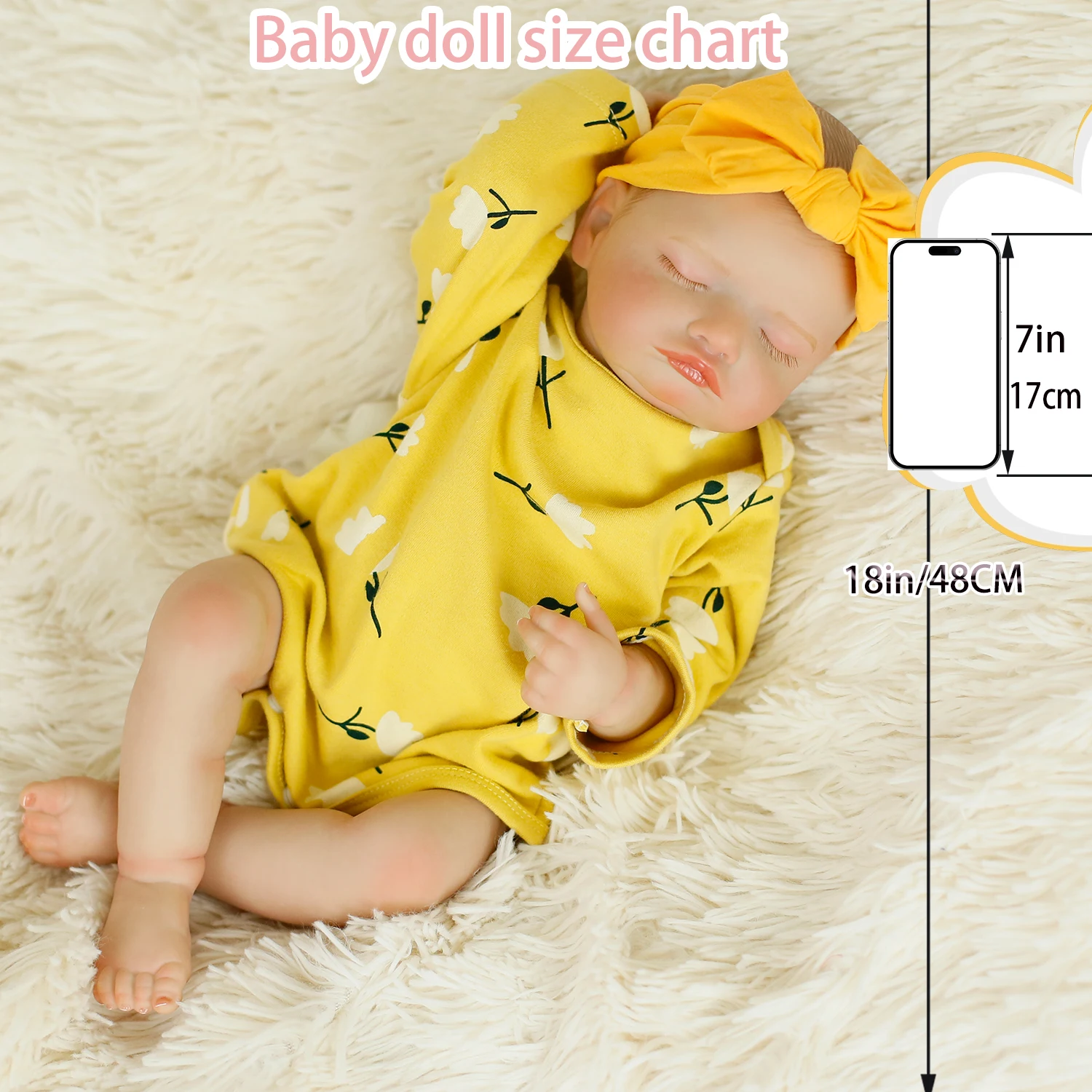 Bambola rinata da 18 pollici Ragazza Rosalie Vinile pieno Realistico Neonato che dorme Bambole con pelle 3D Vene visibili Giocattolo Regali di Natale