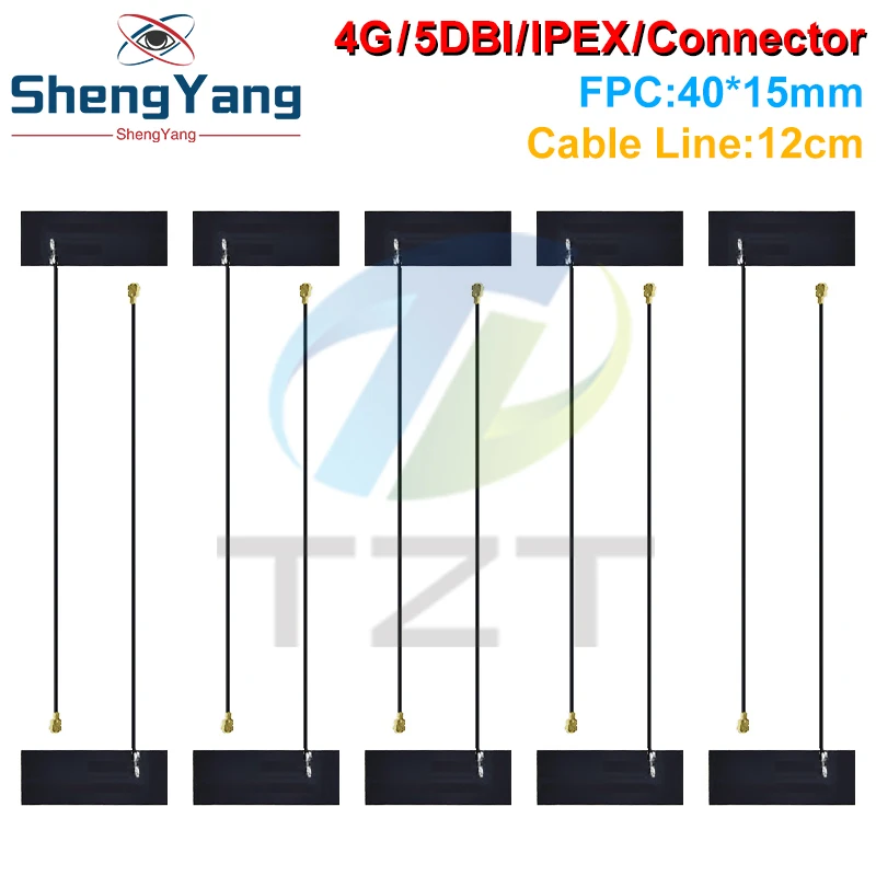 TZT 10 шт. 5DBI FPC Встроенная печатная плата антенна LTE 4G 3G GSM CDMA WCDMA TDSCDMA 1,13 линия 12 см длинный разъем IPEX