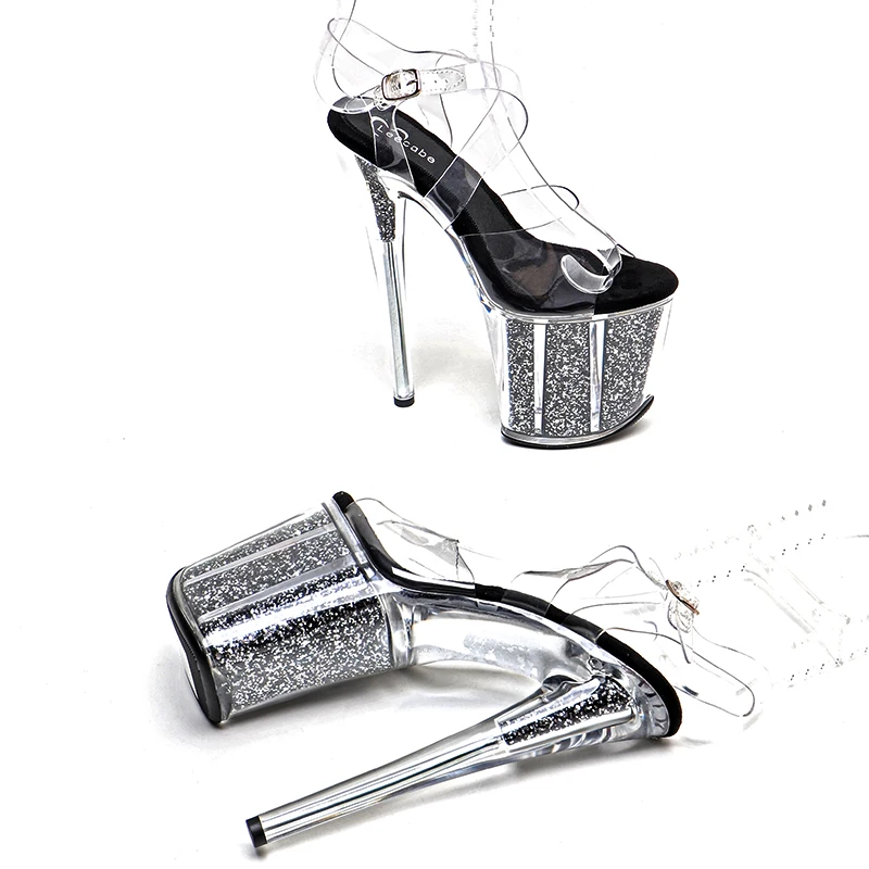 Leecabe 20cm/8inches Clear PVC Upper Backstrap Cross Clear Platform High Heel Sandals Stripper Heel Pole Dance Shoes