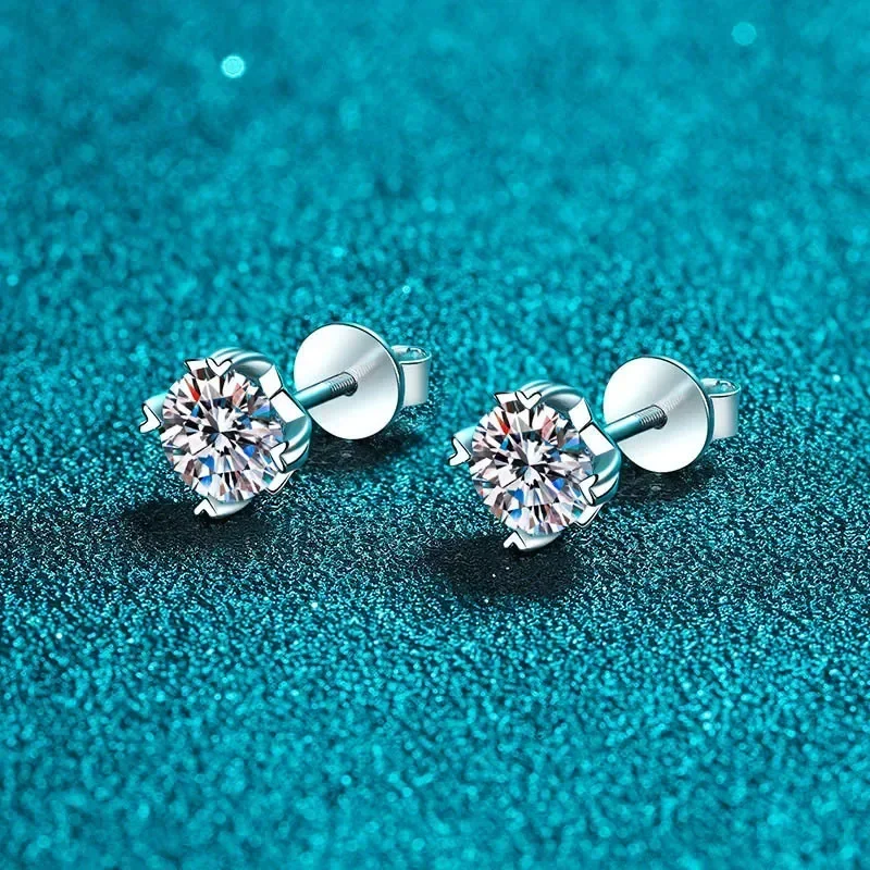 Exquisite Store PT950 Platinum Classic 0.5/1/2CT Brilliant Moissanite Screws Stud Earrings, Diamond Earring for Lady