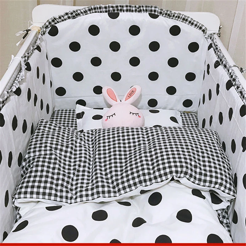 Cute Fresh Printed Pattern Children Bedding Set Pure Cotton Thicken Lace Baby Bed Bumper Soft Skin-friendly Cartoon Kids Sheets