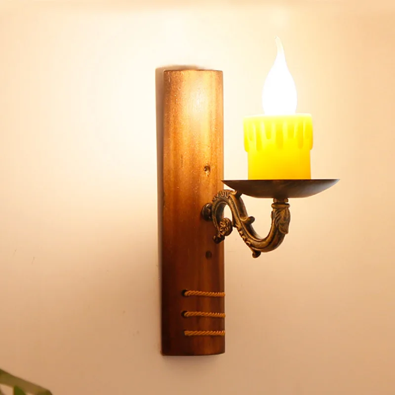 

Chinese retro single-ended candle LED Wall Lamps For aisle corridor cafe bar homestay private house bamboo Wall Light Material: