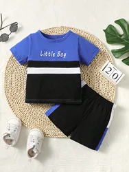 0-2 Year Old Baby Boy Summer Fashionable Round Neck T-shirt Letter Shorts Set