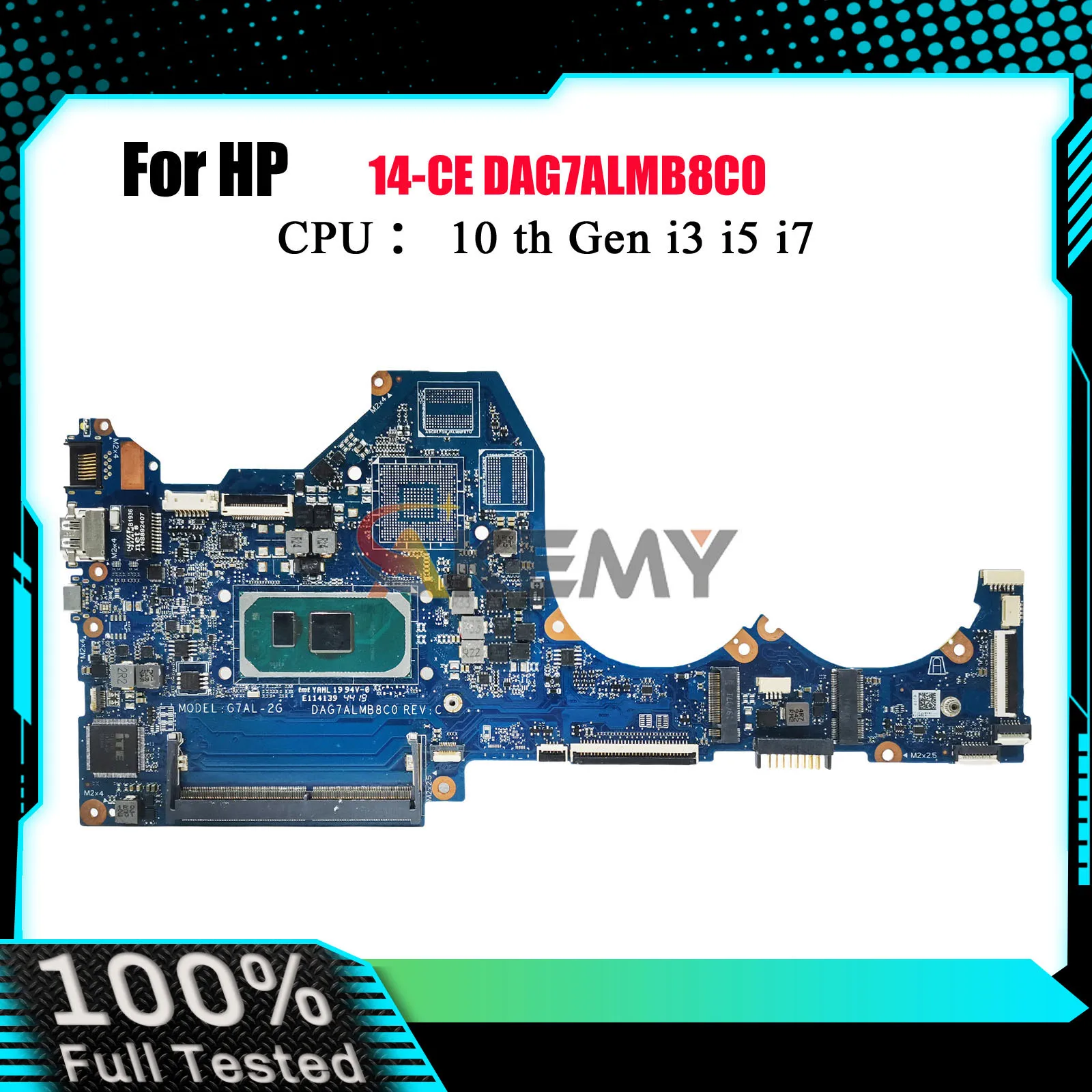 

DAG7ALMB8C0 Laptop Motherboard For HP Pavilion 14-CE With i3 i5 10th Gen CPU UMA L67081-001 L67081-501 100% Fully Tested