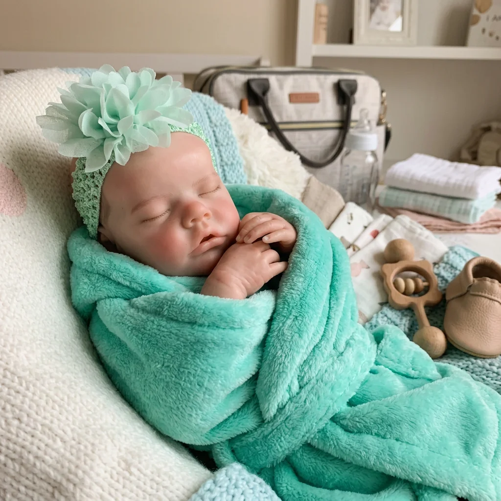 16 Inch Twins B Full Body Solid Silicone Reborn Doll Bald Open Mouth Hand Painted Waterproof Lifelike Collectible Art Ornament Holiday Birthday Gift
