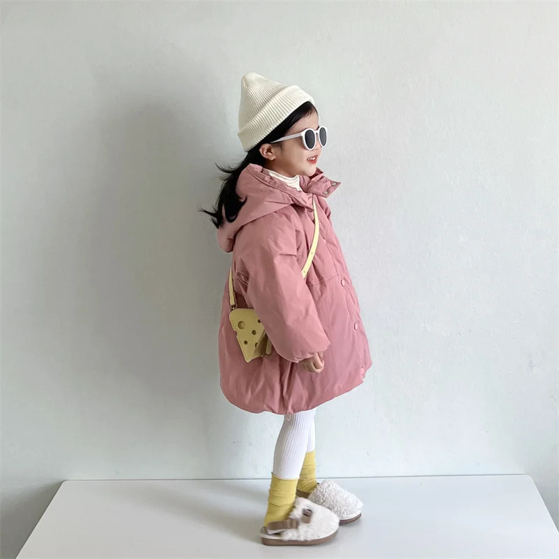Girls Down Coat Jacket Cotton Windbreak Outwear 2023 Fleece Warm Plus Thicken Velvet Winter Skiwear School Children\'s Clothing