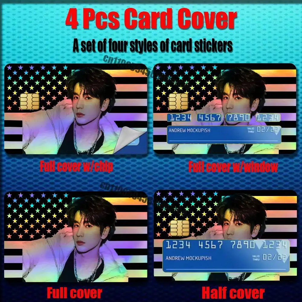 For Zhang Linghe Ling He Credit Bank Sticker ID Access Card Cover Skin Rainbow Color Laser Stickers Film