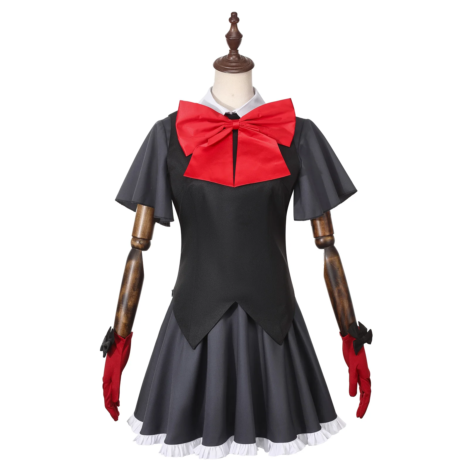 

Awwwcos Anime Hoshino Rubii Cosplay Costume Women Black Jk Uniform with Red Bow Gloves Set Halloween Party Gothic Outfit