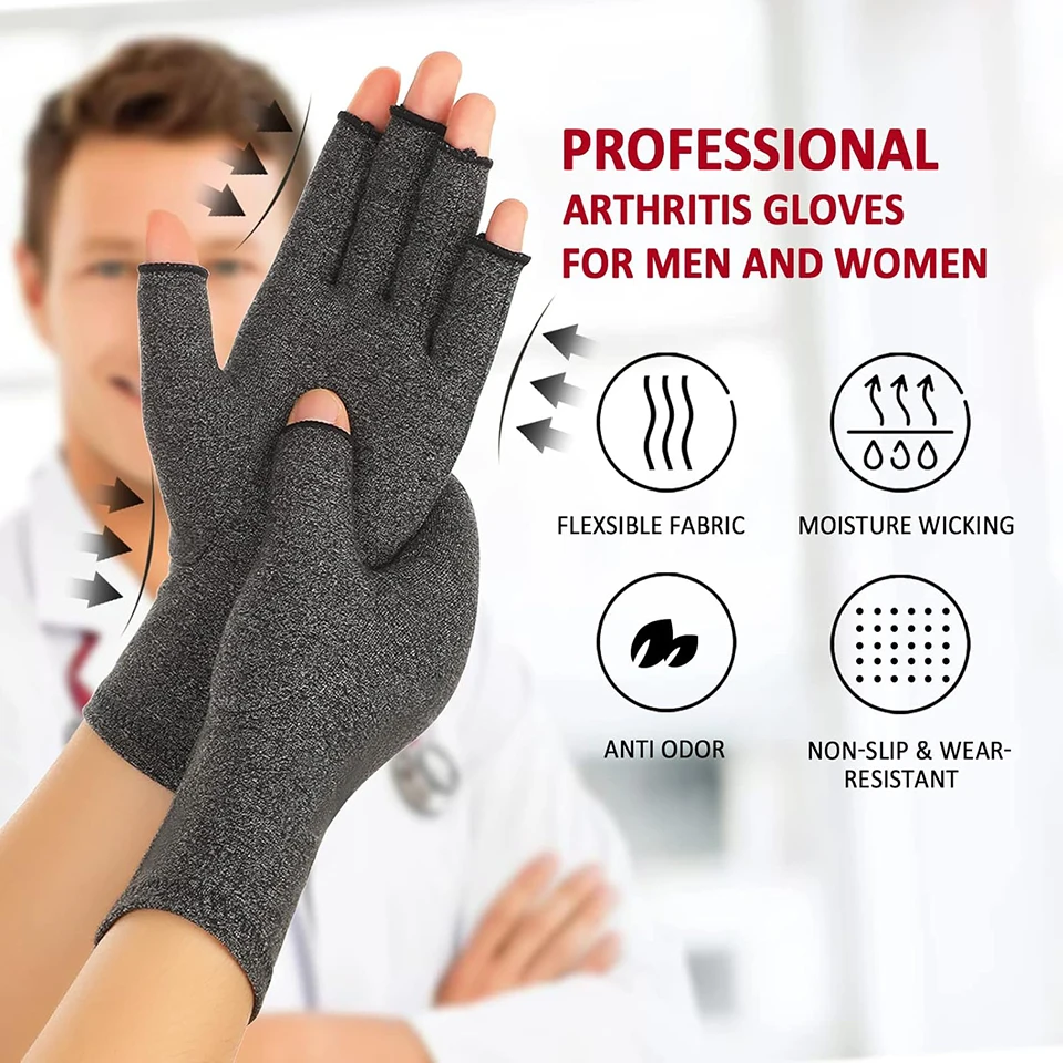 GETINFIT 1Pair Half-finger Pressure Gloves Breathable Skin-friendly Light Comfortable Fit Outdoor Activities Cycling Fitness