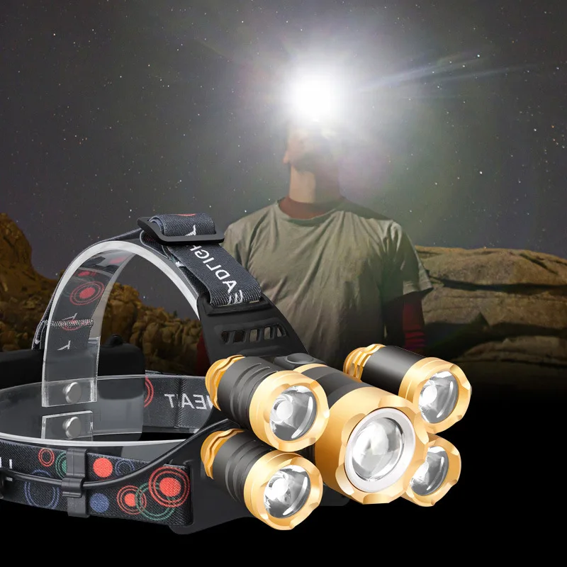 ESMARTER Sensor Headlamp 5 LED Super Bright Headlight Outdoor Camping Waterproof High Power Light Fishing Torch Flashlight